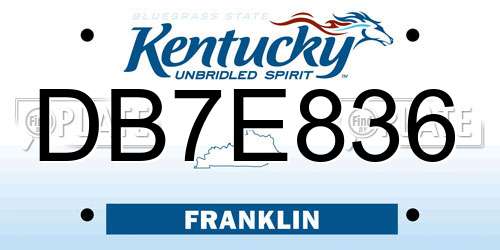 DB7E836 Kentucky License Plate