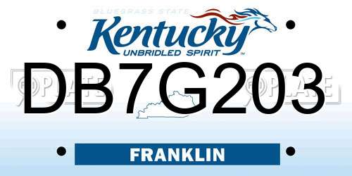 DB7G203 Kentucky License Plate