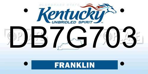 DB7G703 Kentucky License Plate