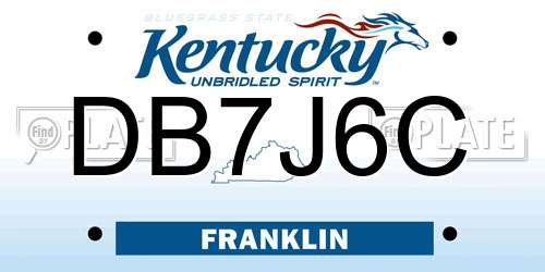 DB7J6C Kentucky License Plate