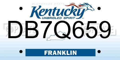 DB7Q659 Kentucky License Plate