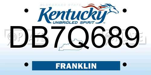 DB7Q689 Kentucky License Plate