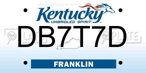 DB7T7D Kentucky License Plate