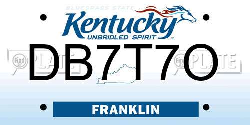 DB7T7O Kentucky License Plate