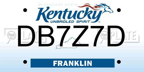 DB7Z7D Kentucky License Plate