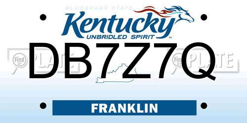 DB7Z7Q Kentucky License Plate
