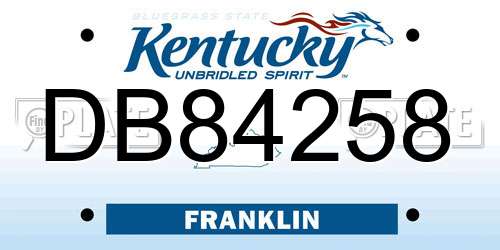 DB84258 Kentucky License Plate