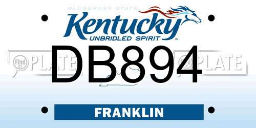DB894 Kentucky License Plate