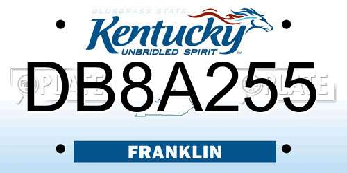 DB8A255 Kentucky License Plate