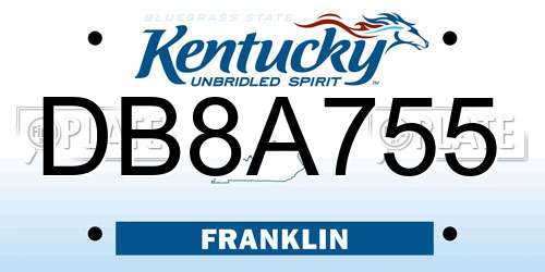 DB8A755 Kentucky License Plate