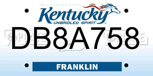DB8A758 Kentucky License Plate