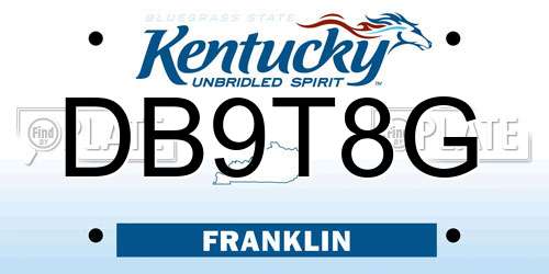 DB9T8G Kentucky License Plate