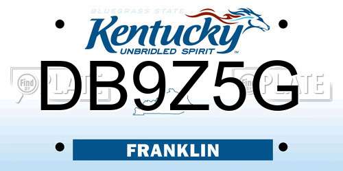 DB9Z5G Kentucky License Plate