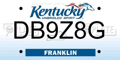 DB9Z8G Kentucky License Plate