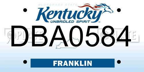 DBA0584 Kentucky License Plate