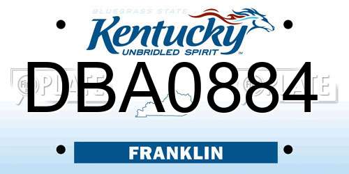 DBA0884 Kentucky License Plate