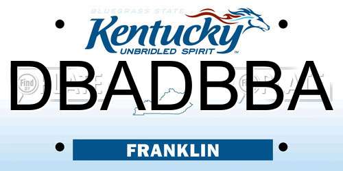 DBADBBA Kentucky License Plate