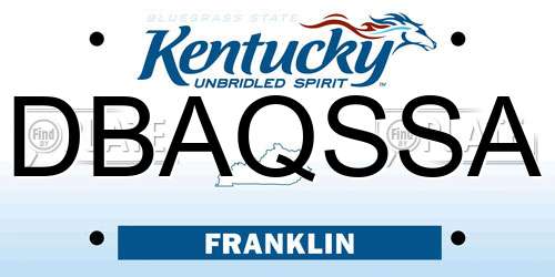DBAQSSA Kentucky License Plate