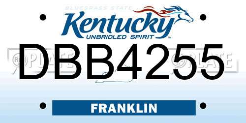 DBB4255 Kentucky License Plate