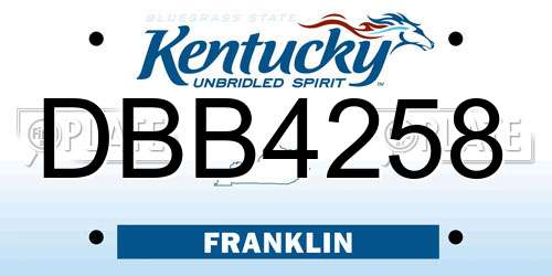 DBB4258 Kentucky License Plate