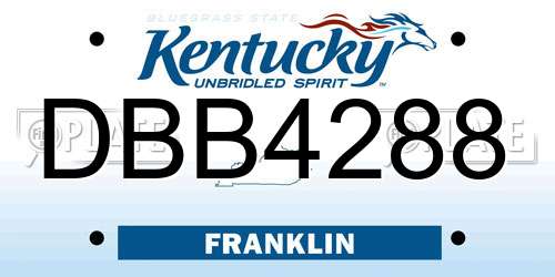 DBB4288 Kentucky License Plate