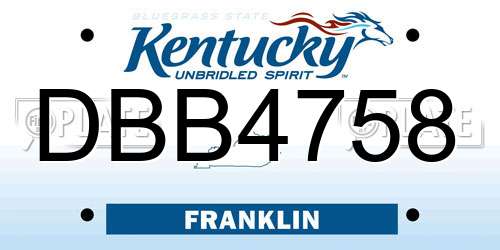 DBB4758 Kentucky License Plate