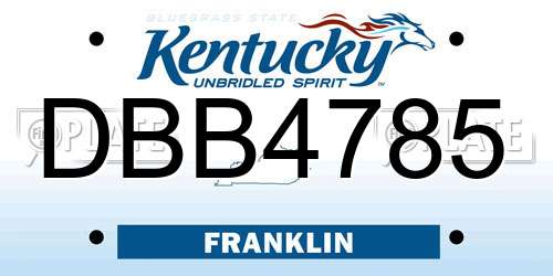 DBB4785 Kentucky License Plate