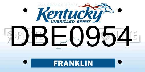 DBE0954 Kentucky License Plate