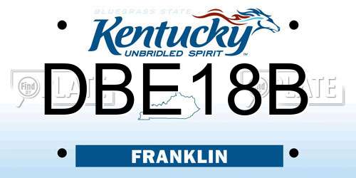 DBE18B Kentucky License Plate