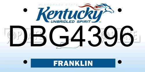 DBG4396 Kentucky License Plate
