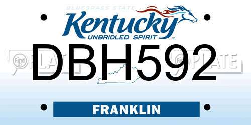 DBH592 Kentucky License Plate