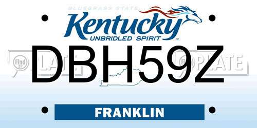DBH59Z Kentucky License Plate