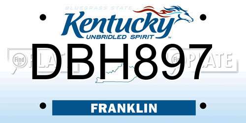 DBH897 Kentucky License Plate
