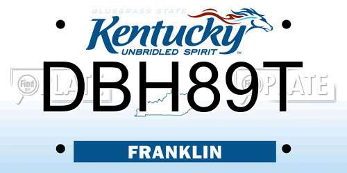 DBH89T Kentucky License Plate