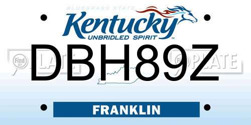 DBH89Z Kentucky License Plate