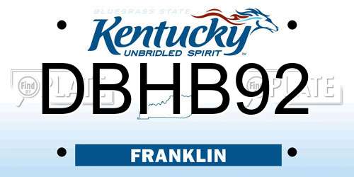 DBHB92 Kentucky License Plate