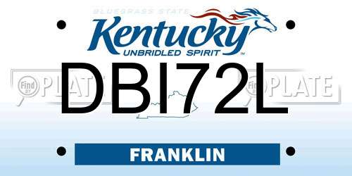DBI72L Kentucky License Plate