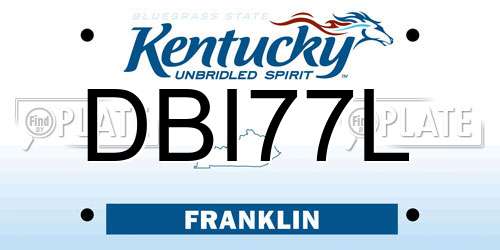 DBI77L Kentucky License Plate