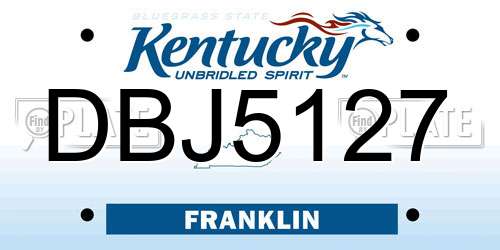 DBJ5127 Kentucky License Plate