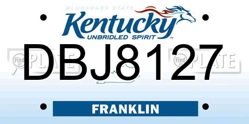 DBJ8127 Kentucky License Plate