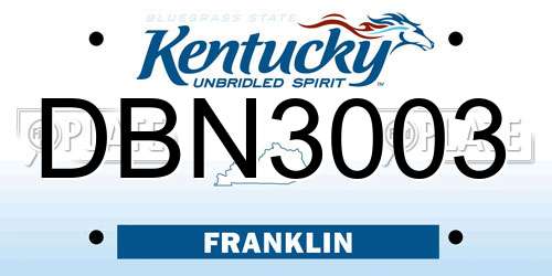 DBN3003 Kentucky License Plate