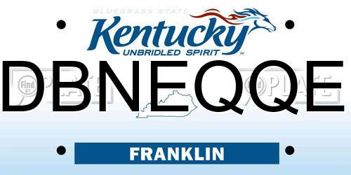 DBNEQQE Kentucky License Plate