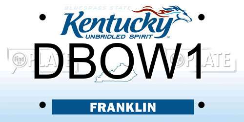 DBOW1 Kentucky License Plate