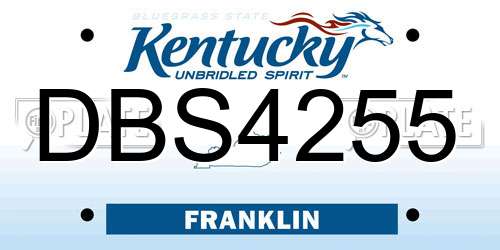 DBS4255 Kentucky License Plate