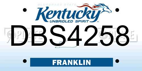 DBS4258 Kentucky License Plate