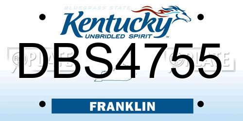 DBS4755 Kentucky License Plate