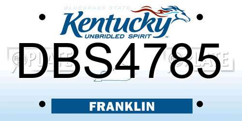 DBS4785 Kentucky License Plate