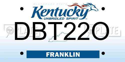 DBT22O Kentucky License Plate