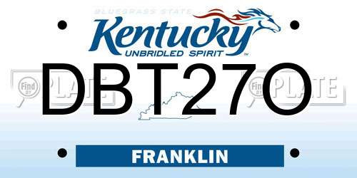 DBT27O Kentucky License Plate