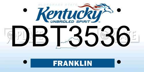DBT3536 Kentucky License Plate